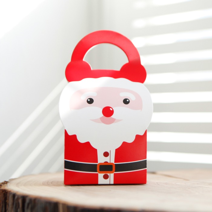 왓솝,해피 산타 손잡이 상자 선물포장.다이소포장.디자인.크리스마스 상자